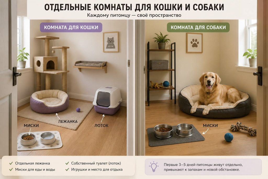подготовка квартиры перед знакомством кошки и собаки